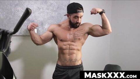 MaskXXX.com - Muscular hunk with beard gets intimate inside the gym