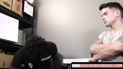 SayUncleNetwork.com - Inked jock's shoplifting ends with a hardcore BBC bareback dril