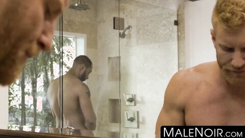 MaleNoir.com - Jaxx Maxim sticks his BBC deep inside blond bearded hunk Johnny V hard