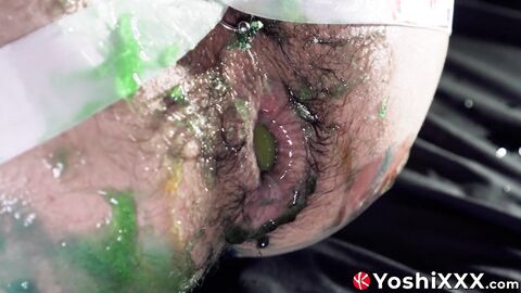 Jin Ueo and Yoshi Kawasaki indulge into slime play and fill each others assholes with