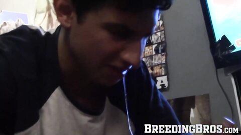 Handsome hunk barebacks after sucking a group of men