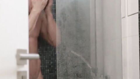 MaskXXX.com - Big dicked jock takes a shower before taking a stroke with pleasure