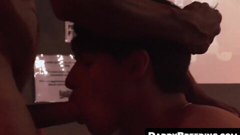 DaddyBreeding.com - Hairy daddy shoves his big cock in tight twink asshole roughly
