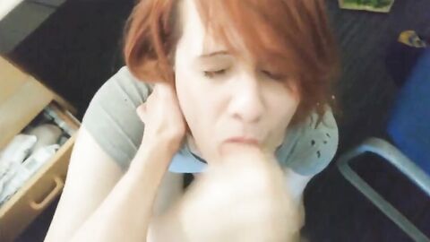Pretty trans girl takes a load on her face
