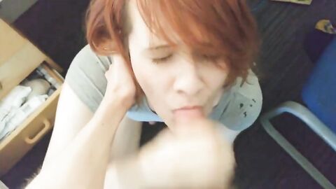 Pretty trans girl takes a load on her face