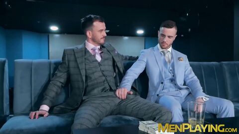 Bearded businessmen Franky Fox and Jp Dubois hard bareback