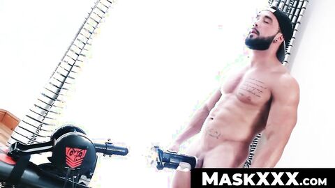 MaskXXX.com - Tattooed hunk reaches new heights with fake ass machine pleasure