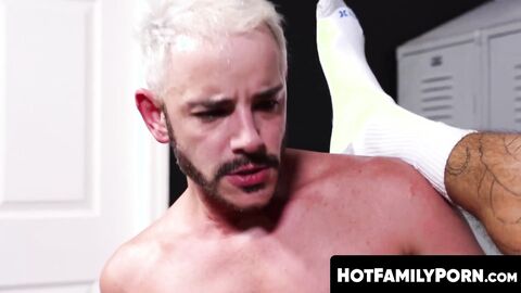 HotFamilyPorn.com - Lusty jock stepcousins moans on hard bareback fuck session