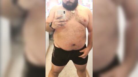 Fat Bear Stroking His Big Cock