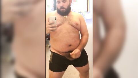 Fat Bear Stroking His Big Cock