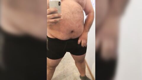 Fat Bear Stroking His Big Cock