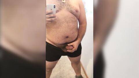 Fat Bear Stroking His Big Cock