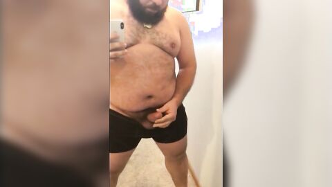 Fat Bear Stroking His Big Cock