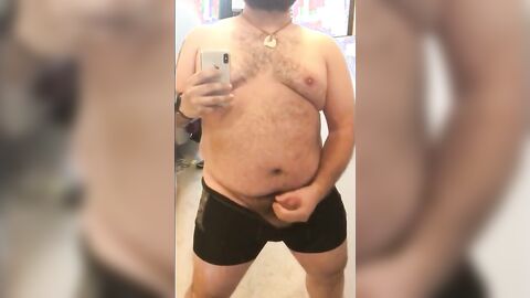 Fat Bear Stroking His Big Cock