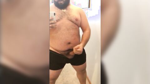 Fat Bear Stroking His Big Cock