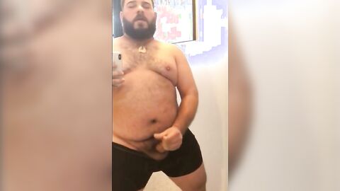Fat Bear Stroking His Big Cock
