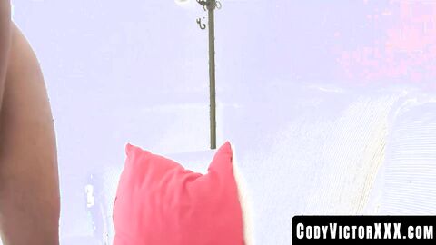 CodyVictorXXX.com - Cute black guy plays with his big black cock and fleshlight hard