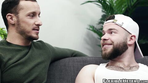 Naughty sexy gay Zack Mackay convinces his straight roommate for an ass pounding