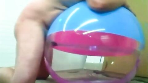 Daddy Plays with Inflatable Beach Ball Sex Toy