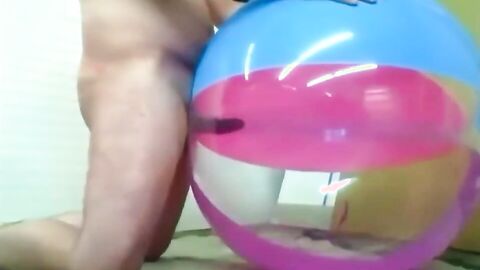 Daddy Plays with Inflatable Beach Ball Sex Toy