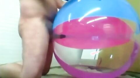 Daddy Plays with Inflatable Beach Ball Sex Toy