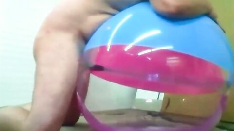Daddy Plays with Inflatable Beach Ball Sex Toy