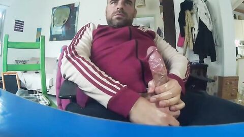Big-Cock Bear Masturbating on Webcam