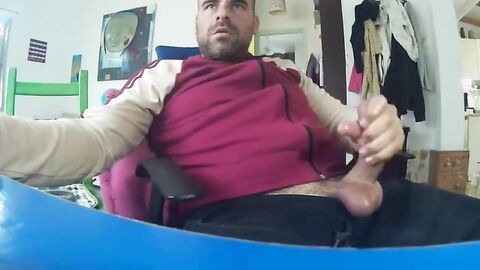 Big-Cock Bear Masturbating on Webcam