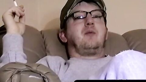 JoeSchmoeXXX.com - Cute amateur Jack with glasses jerks off on a leather sofa