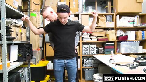 BoyPunish.com - Twink thief's raw ass stretching with a dildo and hot, throbbing cock