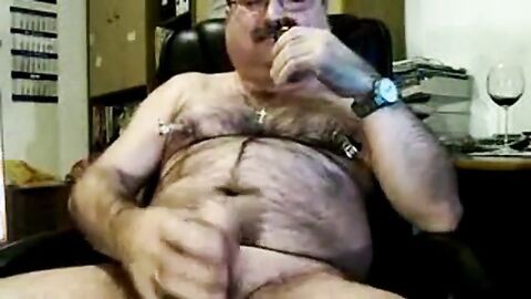 Daddy Bear Strokes His Cock