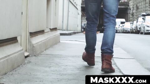 MaskXXX.com - Mysterious hunk Harry Paker masturbating vigorously solo with pleasure