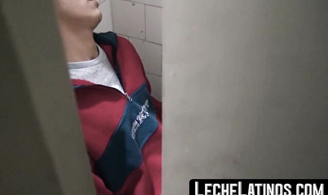 LecheLatinos.com - Straight Latino's shady bathroom blowjob and bareback fuck