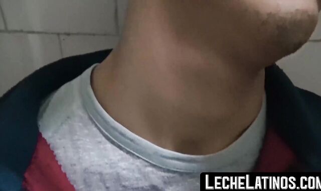 LecheLatinos.com - Straight Latino's shady bathroom blowjob and bareback fuck