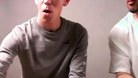 Twink and jock look up porn on laptop before masturbating