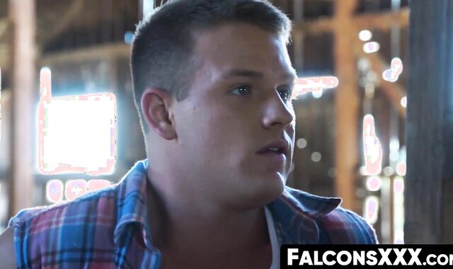 FalconsXXX.com - Handsome gay dudes engage in a raw anal threesome at the farm