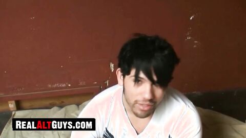 RealAltGuys.com - Good looking emo twink jacks off his hairy dick solo and shoots his