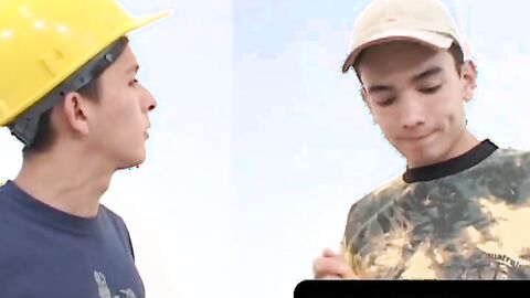 OTBXXX.com - Latino twink shoots cum while riding his lover's rock solid dick like a