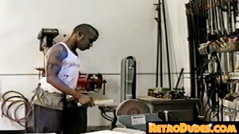RetroDudes.com - Bottom dude anally railed in hardware store by hung homo
