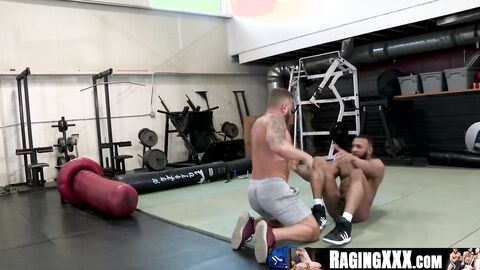 RagingXXX.com - Interracial gym sex with bearded hunks in a hot anal scene
