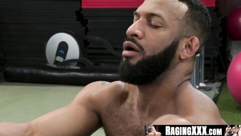 RagingXXX.com - Interracial gym sex with bearded hunks in a hot anal scene