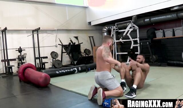 RagingXXX.com - Interracial gym sex with bearded hunks in a hot anal scene