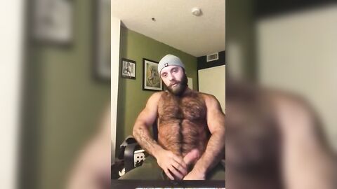 Hairy Lumberjack Masturbates, Showing Off His Cock