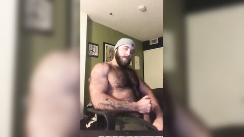 Hairy Lumberjack Masturbates, Showing Off His Cock