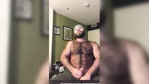 Hairy Lumberjack Masturbates, Showing Off His Cock