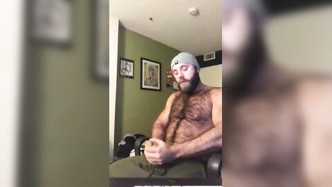 Hairy Lumberjack Masturbates, Showing Off His Cock