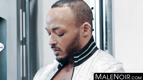 MaleNoir.com - Muscular black hunk Dillon Diaz strokes BBC until he cums hard and thi