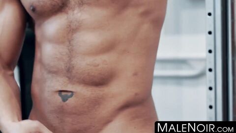 MaleNoir.com - Muscular black hunk Dillon Diaz strokes BBC until he cums hard and thi