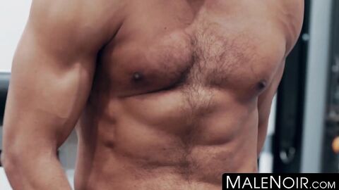 MaleNoir.com - Muscular black hunk Dillon Diaz strokes BBC until he cums hard and thi
