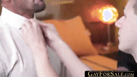 GayForSale.com - Jockstrap wearing teen destroyed in hot raw spitroast by two hung da